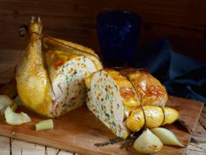 Pollo farcito con ortaggi invernali